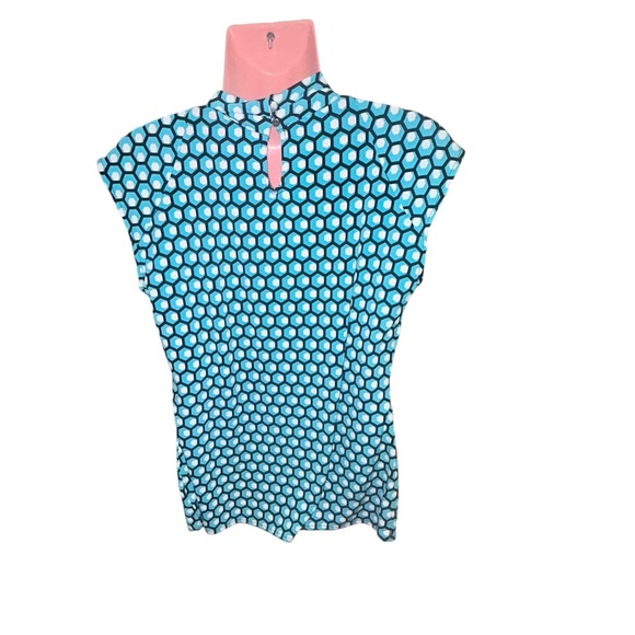 Worthington Turquoise Black Stretch Blouse Women’s Size Medium Short sleeve top - Picture 5 of 9